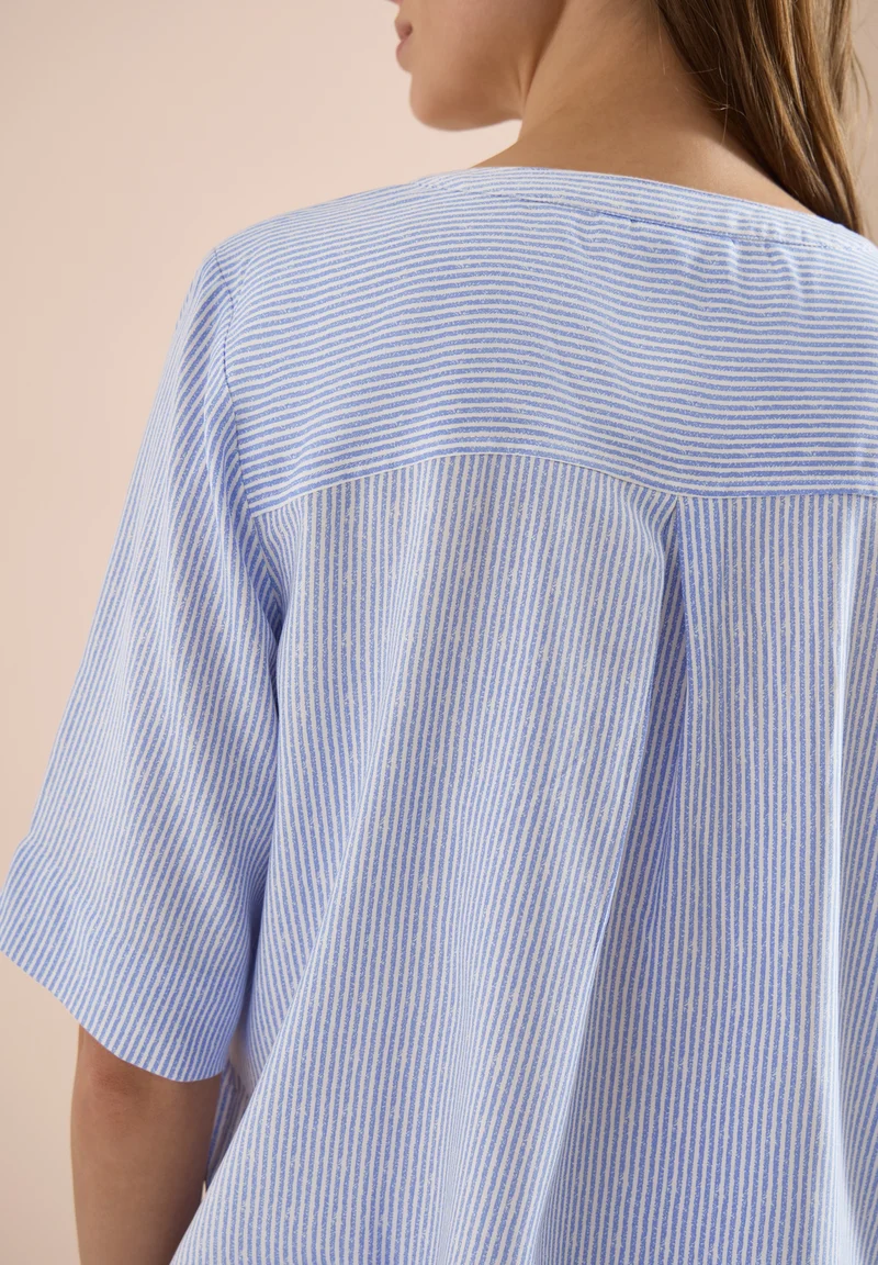 TOS Printed Stripe Blouse, blouse blue