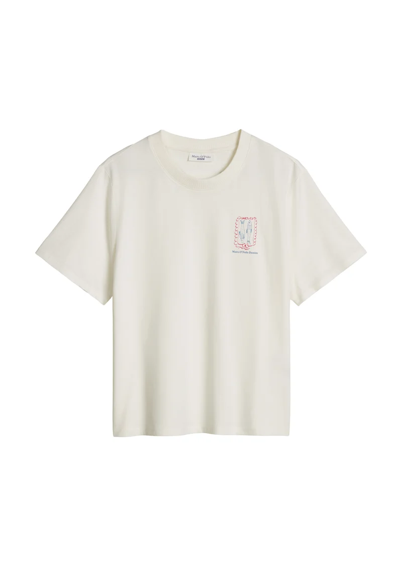 T-Shirt, SSL, Roundneck, Print, Cro, Silky White