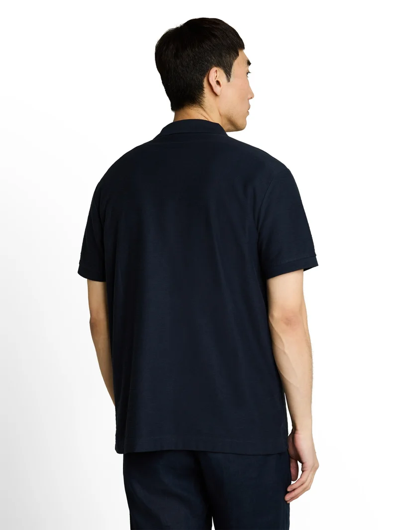 structured resort collar polo, sky captain blue