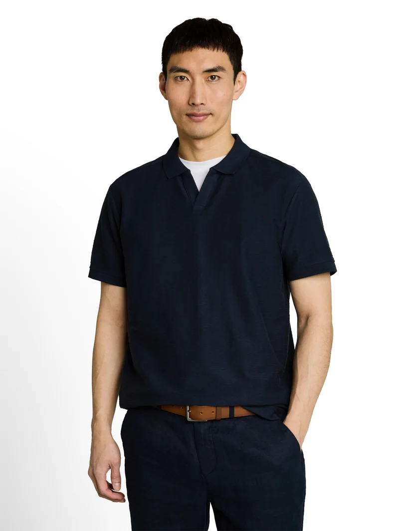 structured resort collar polo, sky captain blue