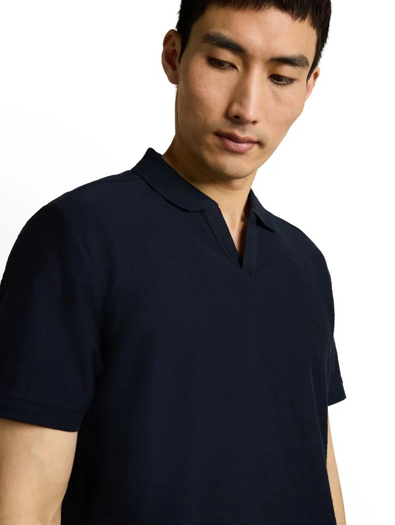 structured resort collar polo, sky captain blue