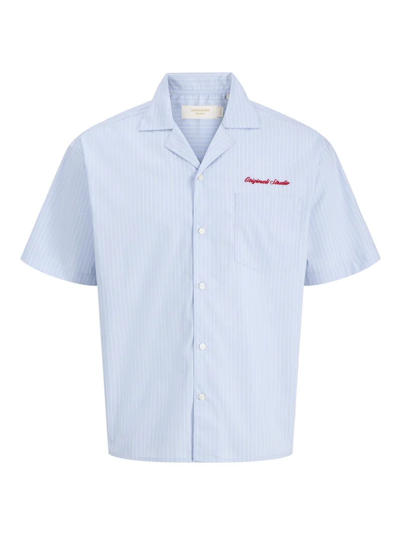 JORMENTON POPLIN STRIPE RESORT SHIR, Cashmere Blue