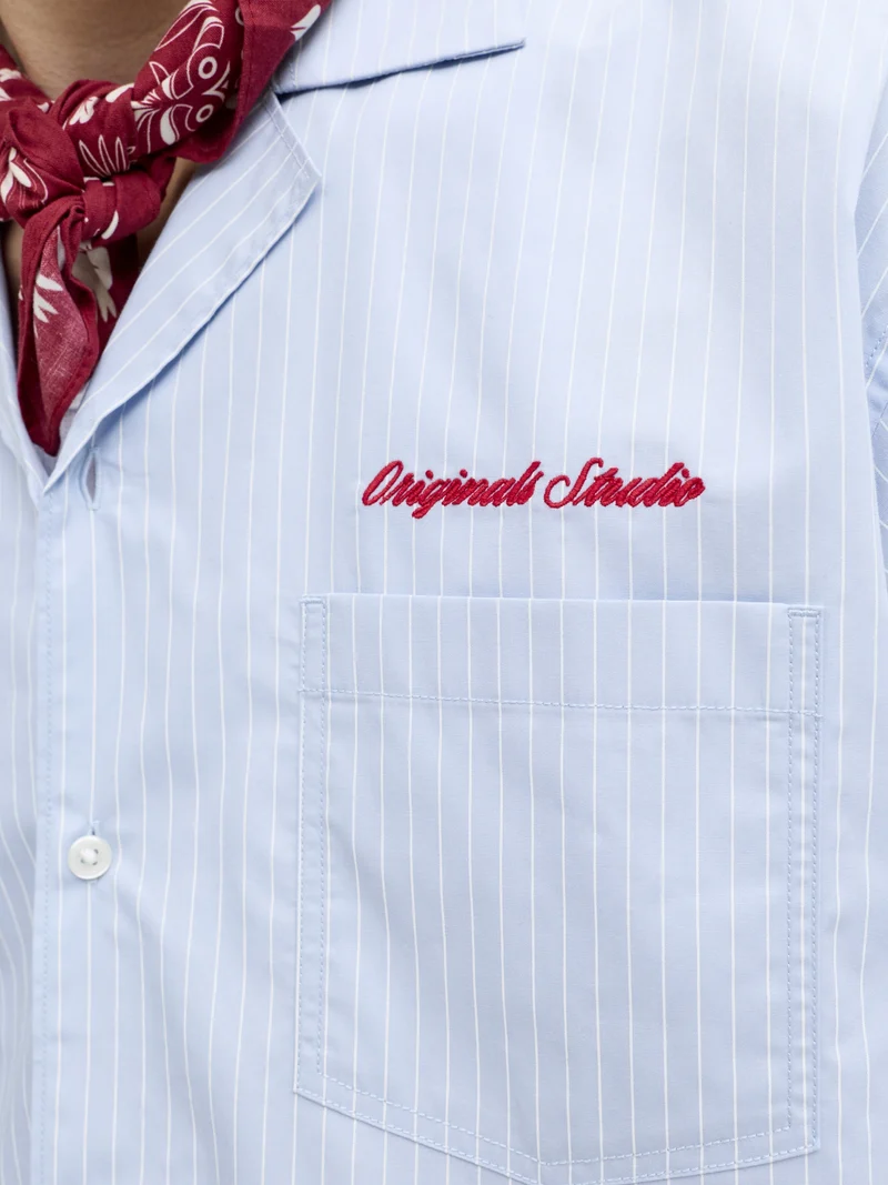 JORMENTON POPLIN STRIPE RESORT SHIR, Cashmere Blue