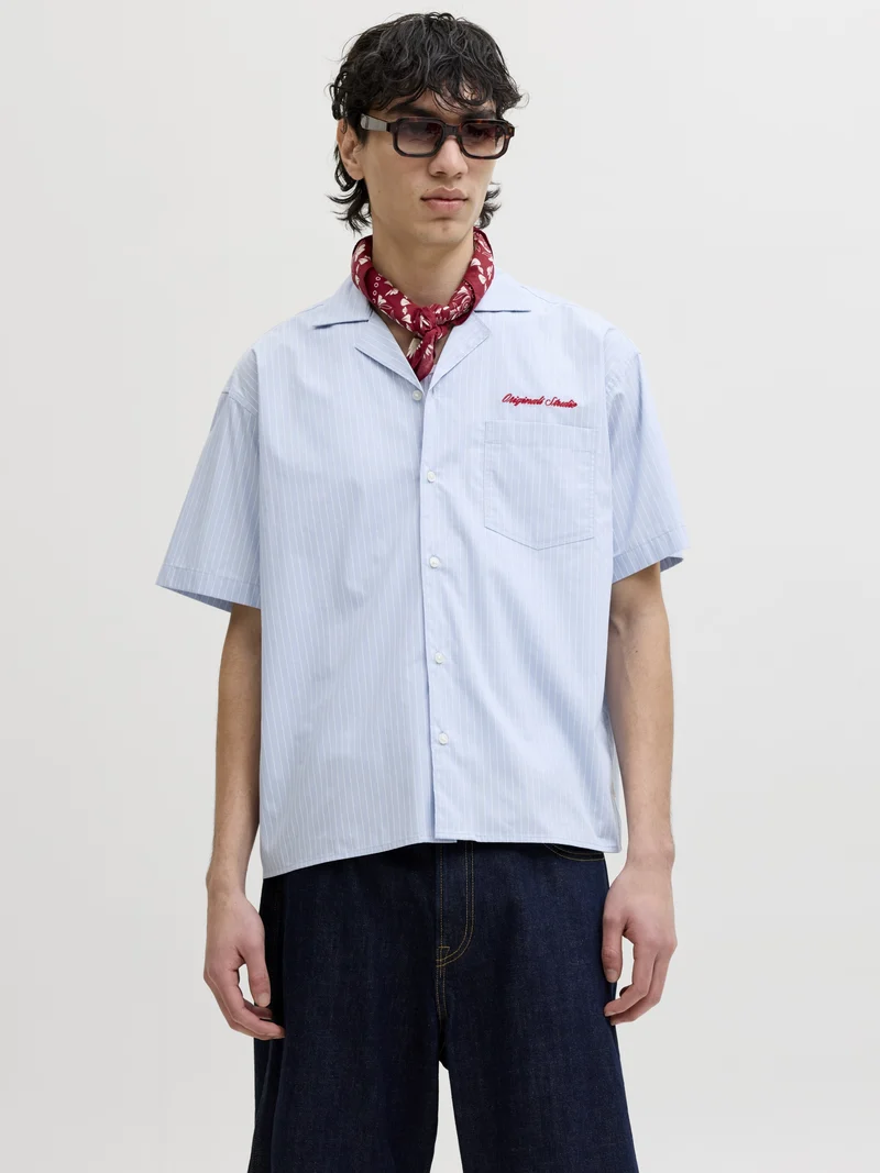 JORMENTON POPLIN STRIPE RESORT SHIR, Cashmere Blue