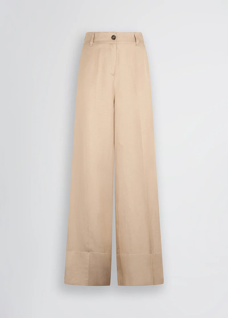 Beige Wide-Leg Trousers