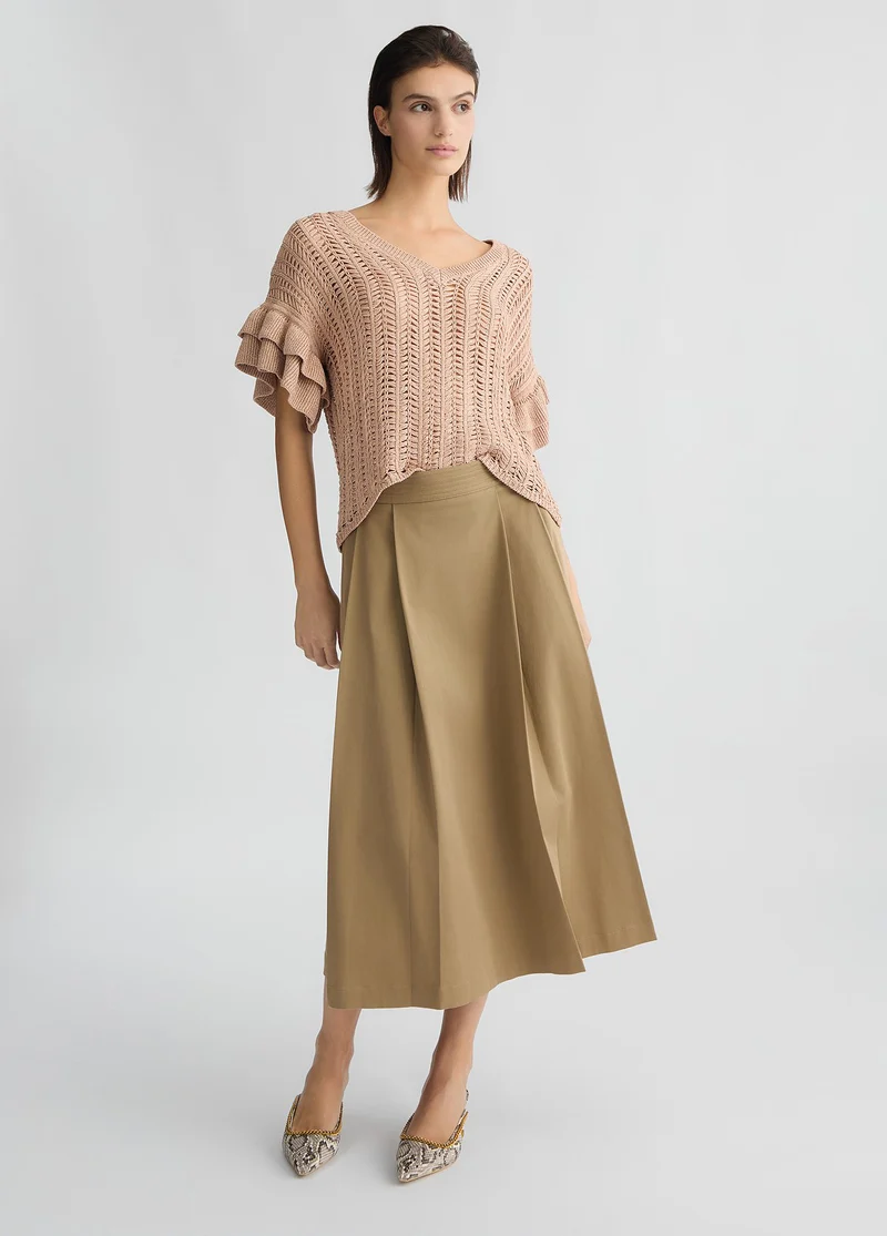 Beige Pleated Skirt