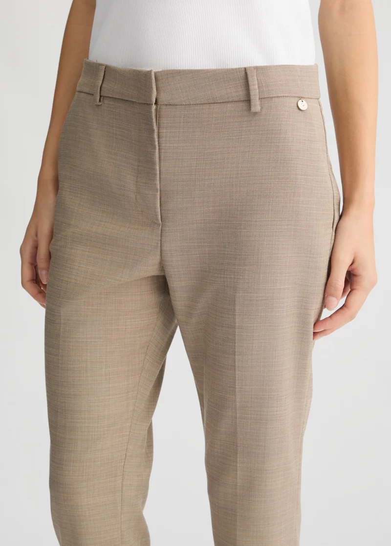 Beige High-Rise Trousers