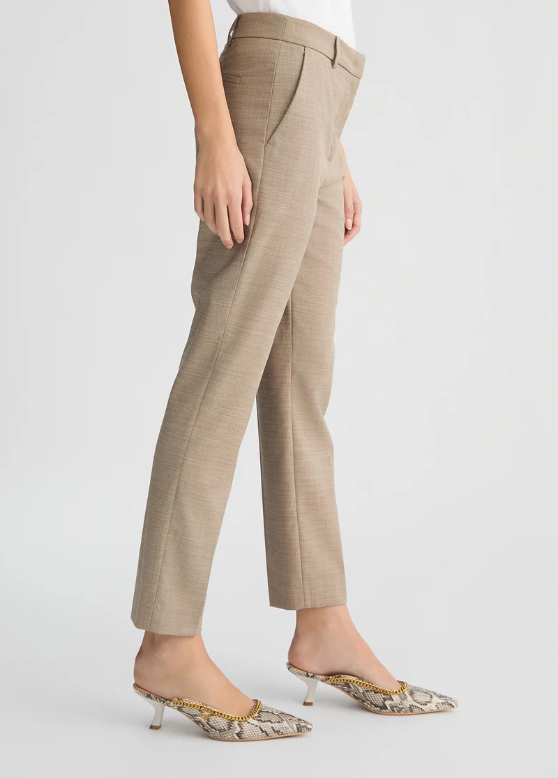 Beige High-Rise Trousers