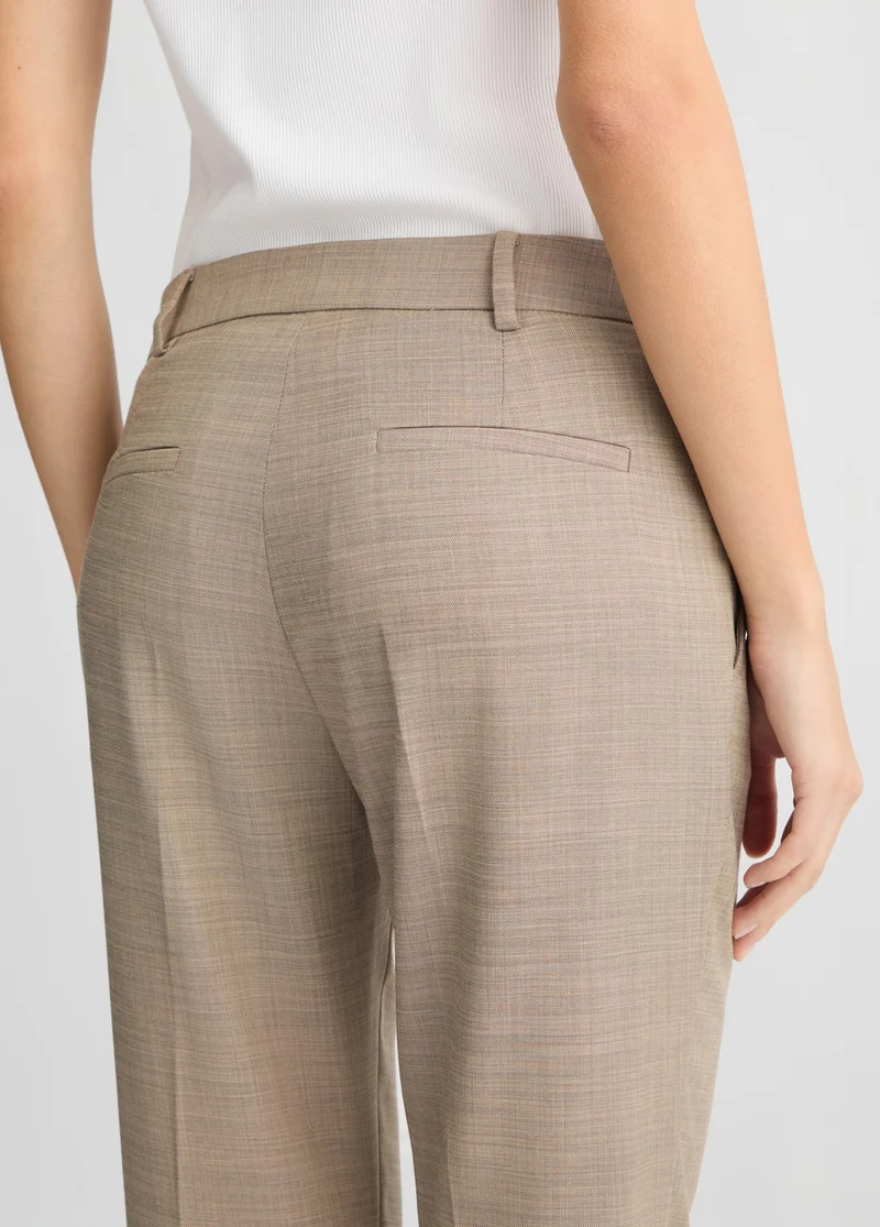 Beige High-Rise Trousers