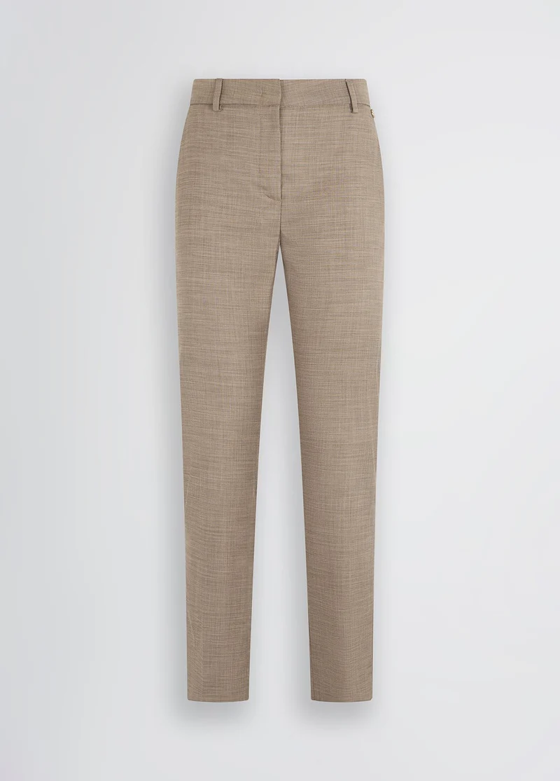Beige High-Rise Trousers