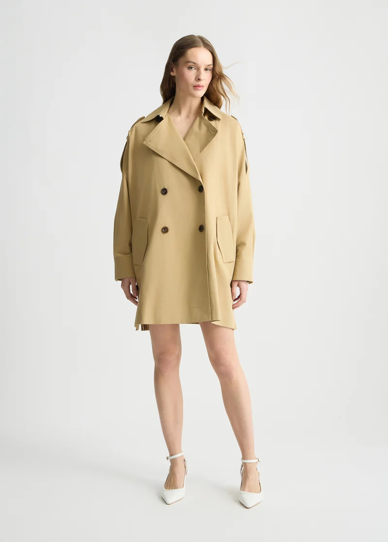Beige Gabardine Trench Coat