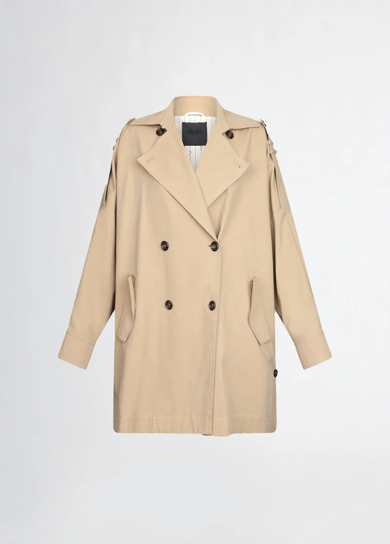 Beige Gabardine Trench Coat