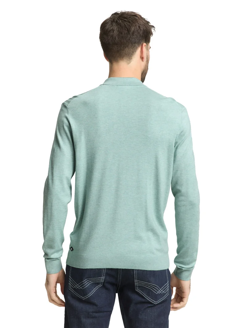 soft knit polo, soft greyish green melange