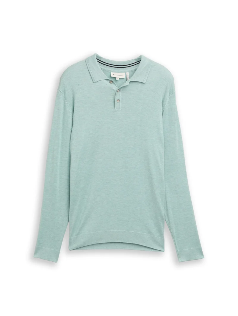 soft knit polo, soft greyish green melange