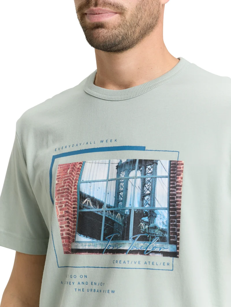 photoprint t-shirt, soft greyish green