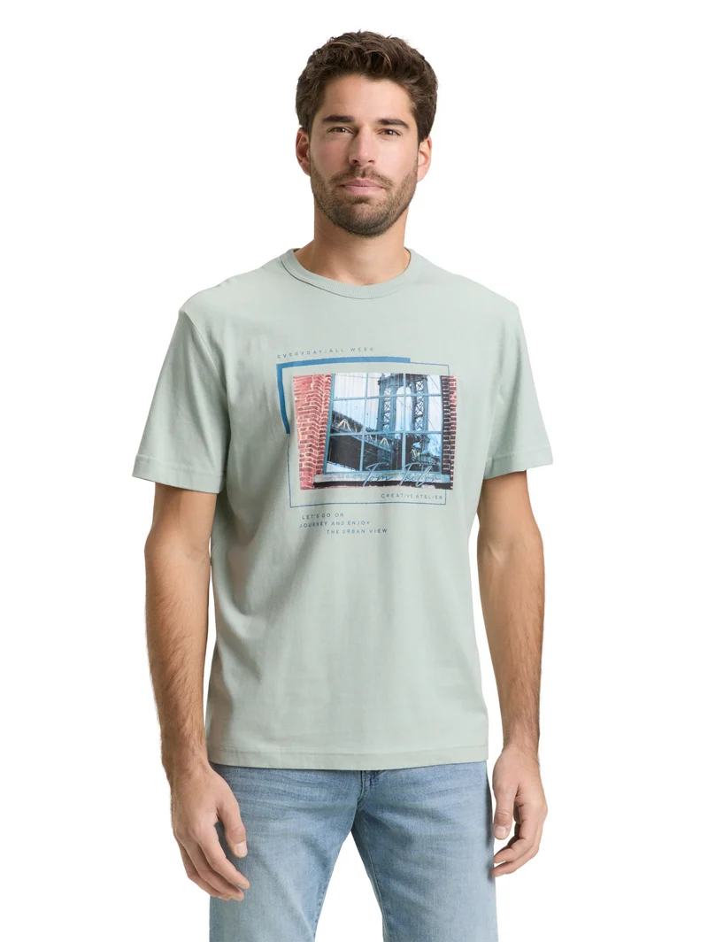 photoprint t-shirt, soft greyish green