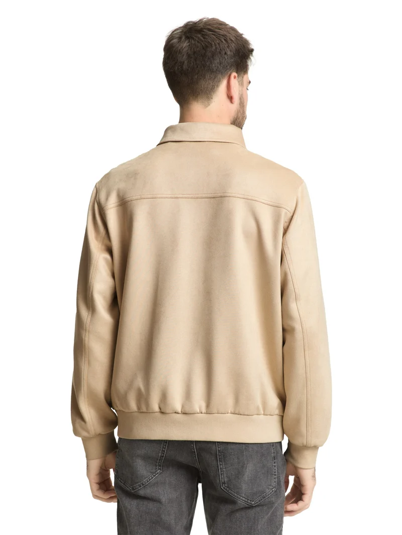faux suede leather jacket, Cashew Beige