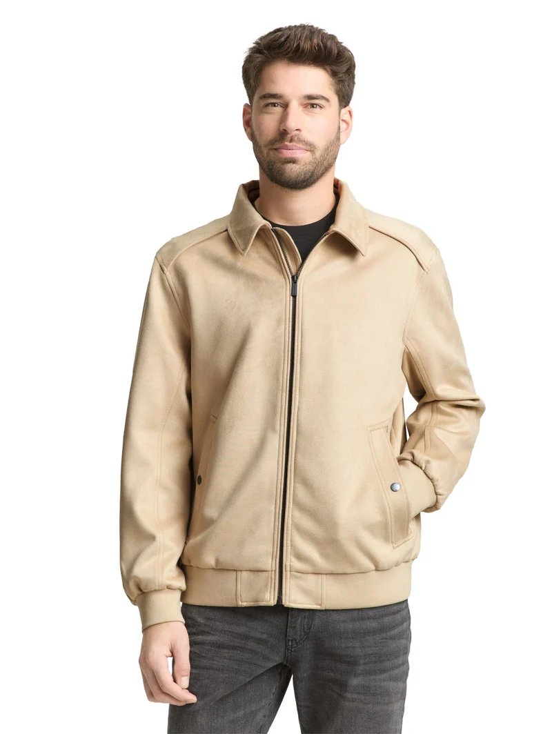 faux suede leather jacket, Cashew Beige