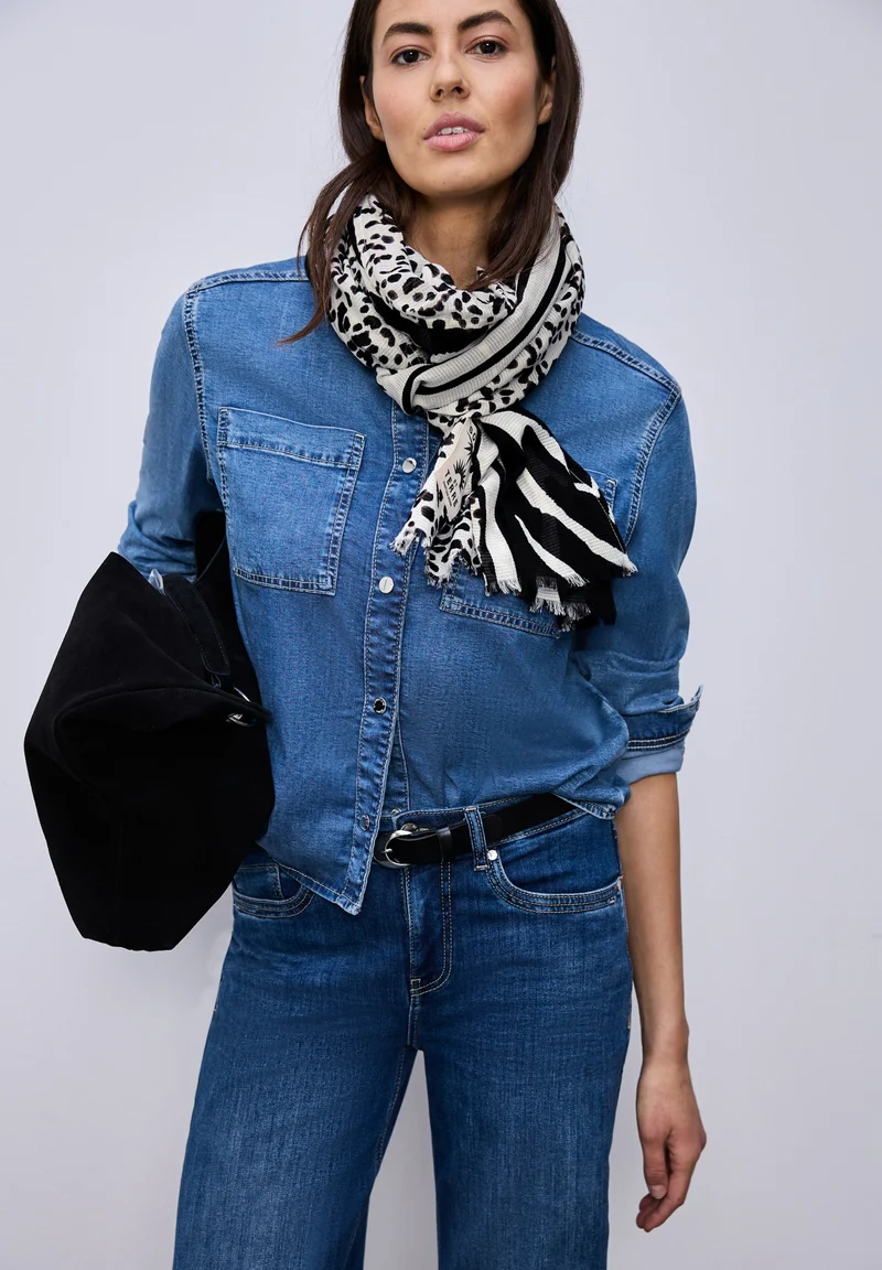 OP_Printed Textured Longscarf, Black
