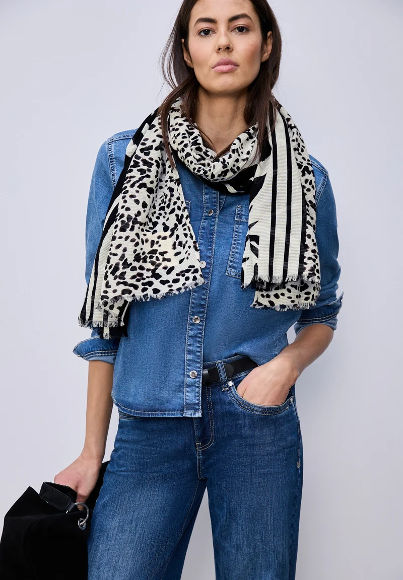 OP_Printed Textured Longscarf, Black