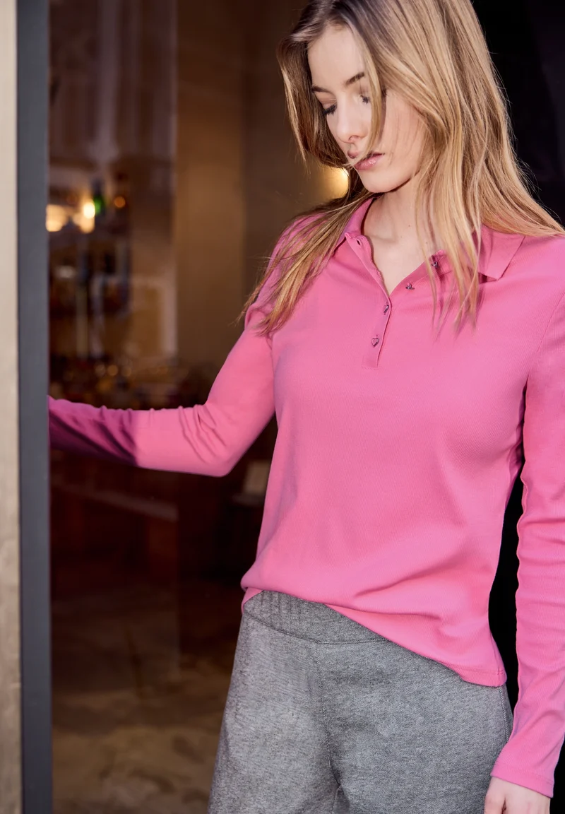 LTD QR_Studio_rib polo shirt w, glowy pink