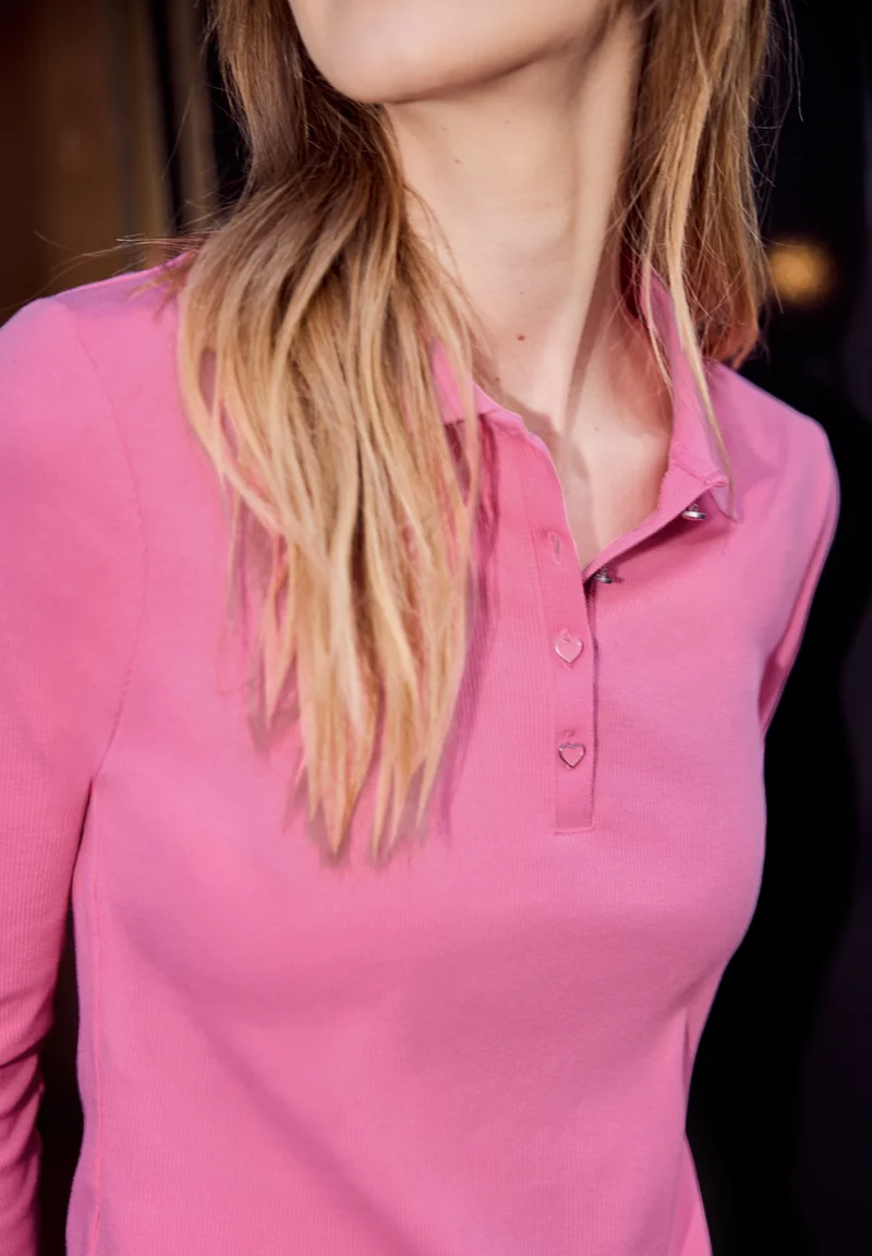 LTD QR_Studio_rib polo shirt w, glowy pink