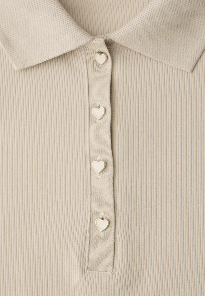 LTD QR_Studio_rib polo shirt w, stone sand mel.