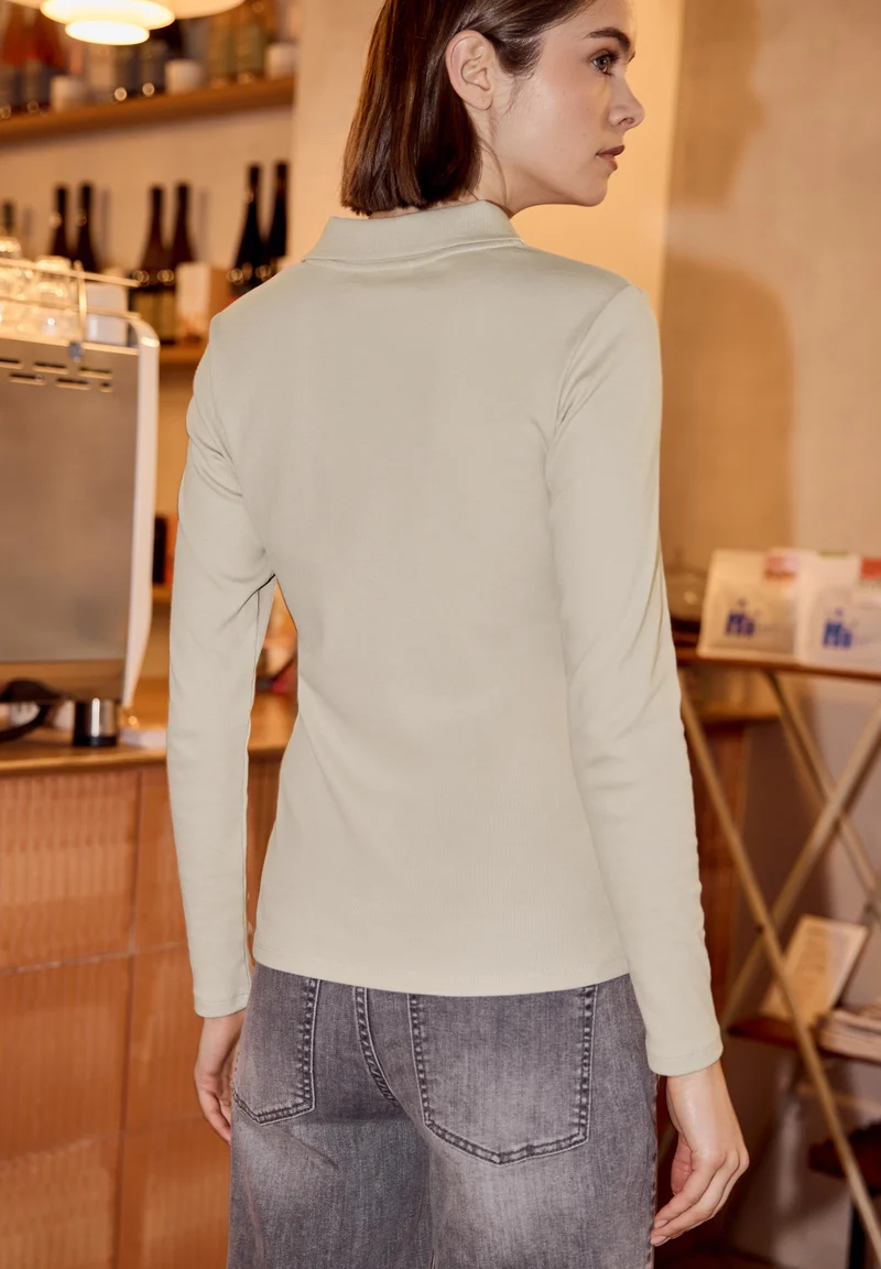 LTD QR_Studio_rib polo shirt w, stone sand mel.