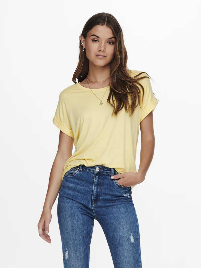ONLMOSTER S/S O-NECK TOP NOOS JRS, Pale Banana