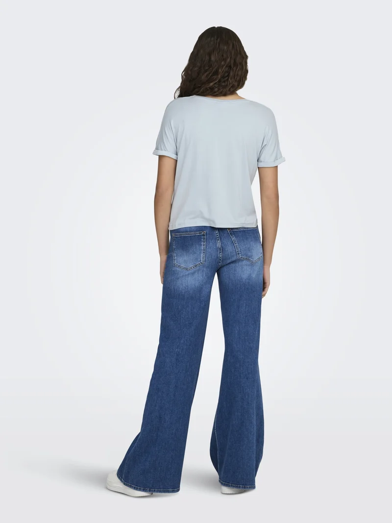 JDYSISSY S/S V-NECK TOP JRS DIA, Cashmere Blue