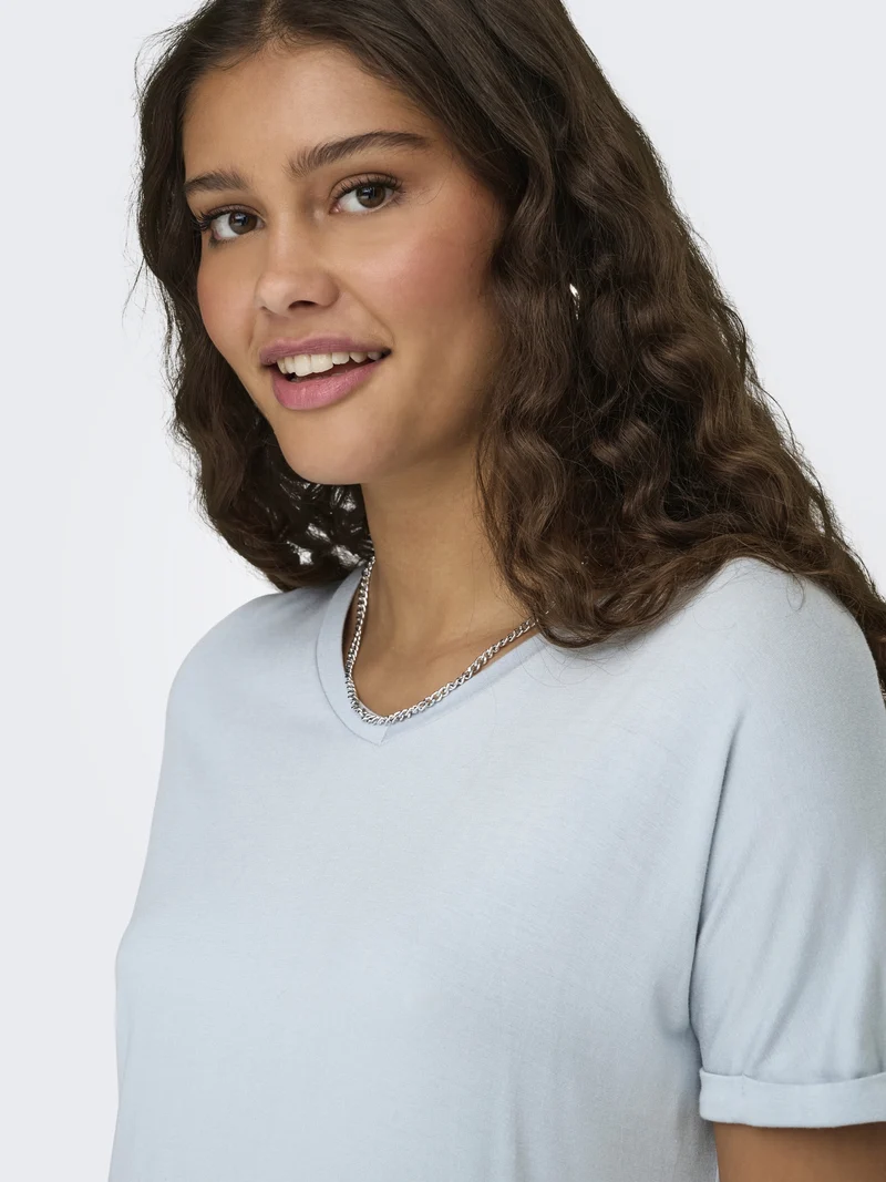 JDYSISSY S/S V-NECK TOP JRS DIA, Cashmere Blue