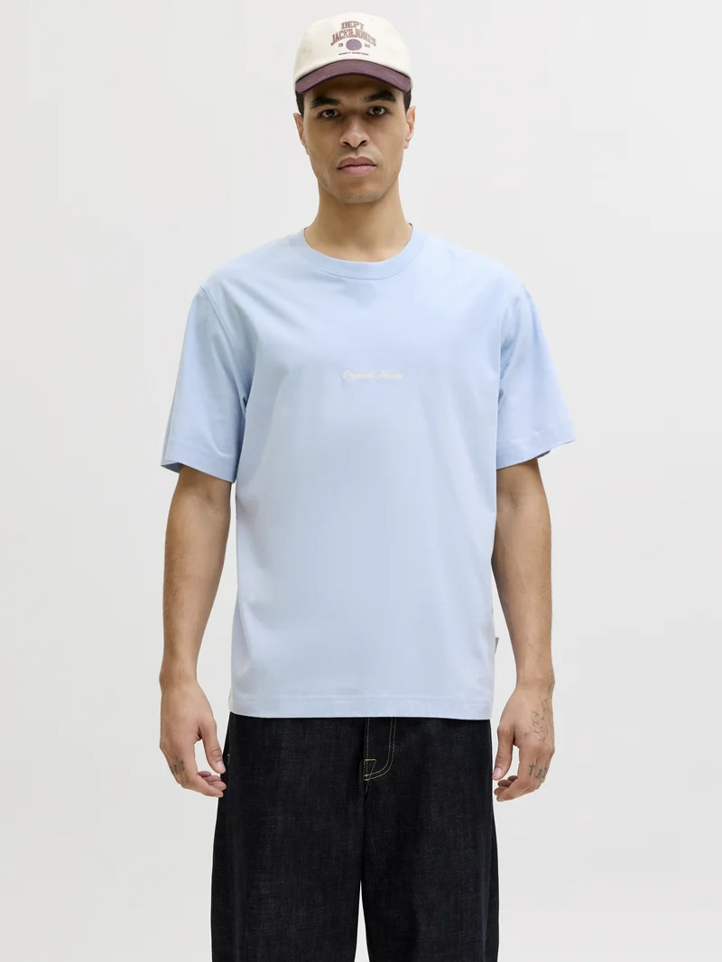 JORNORREBRO EMB TEE SS CREW NECK NO, Cashmere Blue