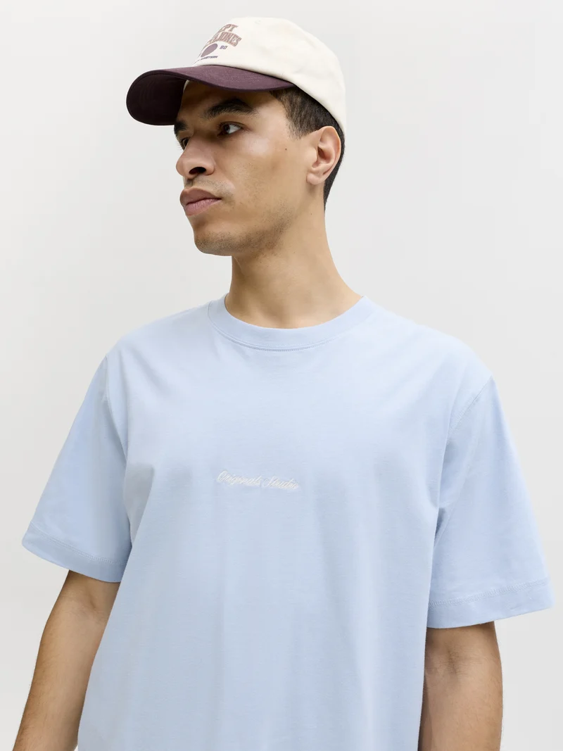 JORNORREBRO EMB TEE SS CREW NECK NO, Cashmere Blue