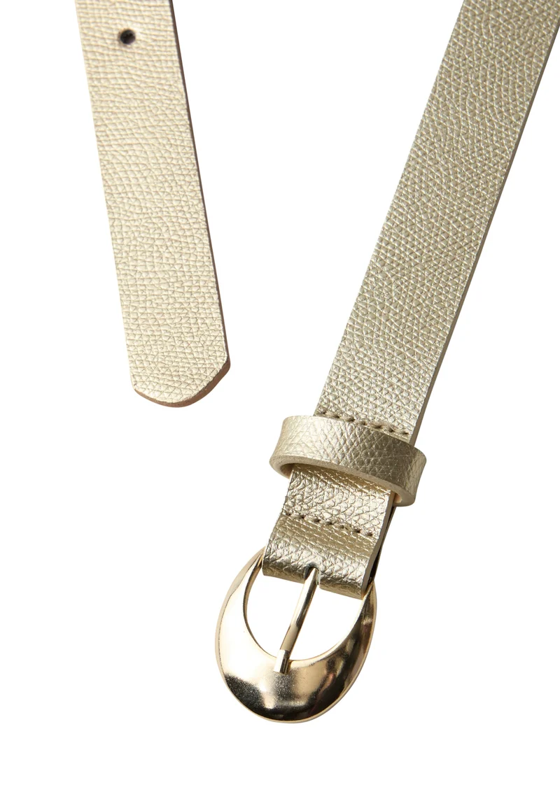 OP_Structured Leather Belt Met, light gold dull