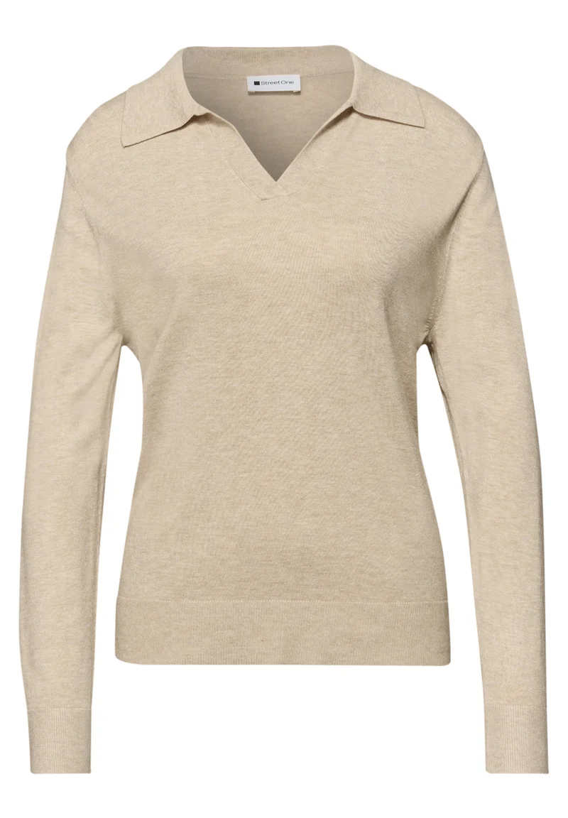 polo basic sweater, cotton beige mel.