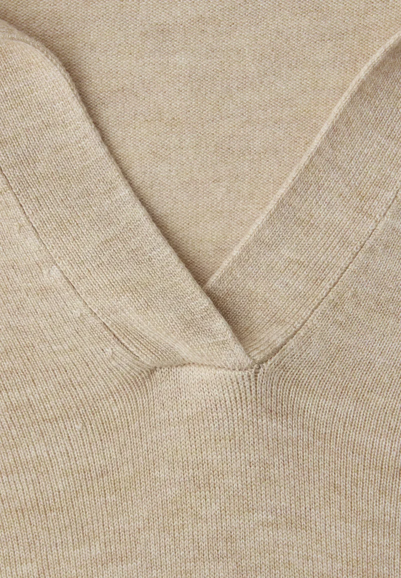 polo basic sweater, cotton beige mel.