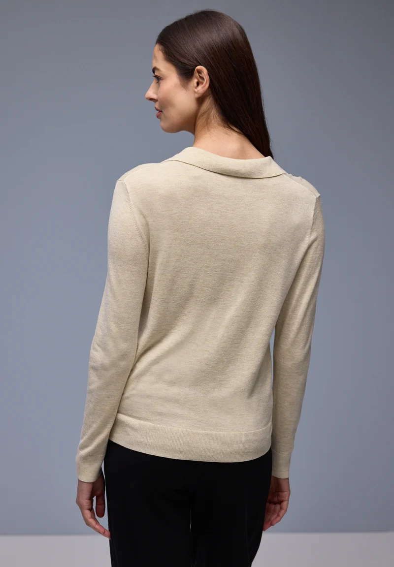 polo basic sweater, cotton beige mel.