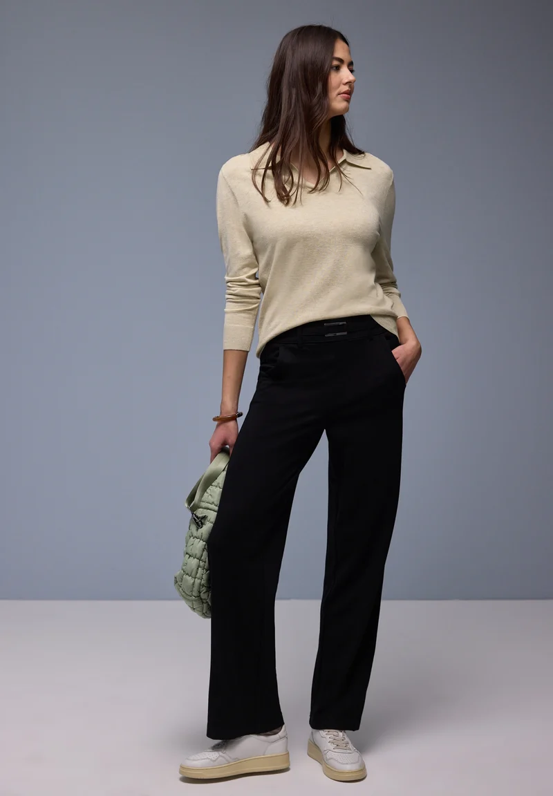 polo basic sweater, cotton beige mel.