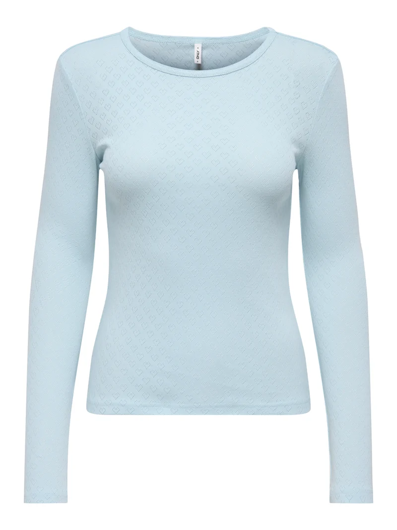 ONLMADISON L/S O-NECK TOP JRS, Winter Sky/Heart pointelle