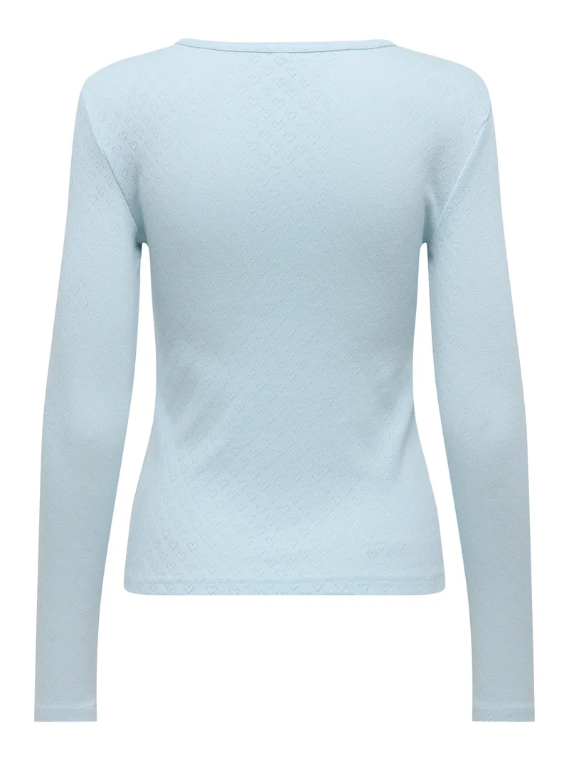 ONLMADISON L/S O-NECK TOP JRS, Winter Sky/Heart pointelle