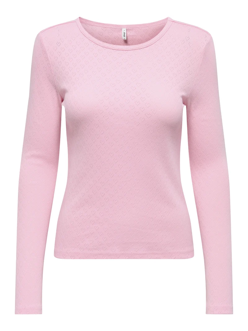 ONLMADISON L/S O-NECK TOP JRS, Romance Rose/Heart pointelle