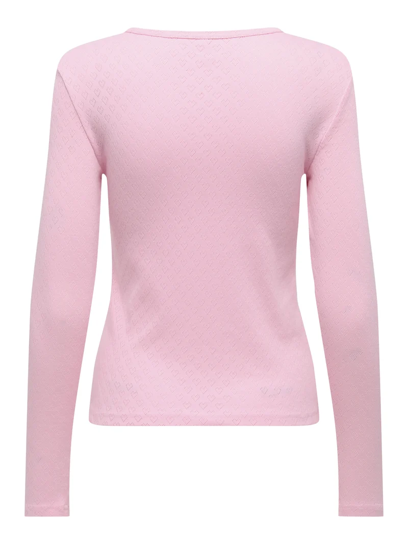 ONLMADISON L/S O-NECK TOP JRS, Romance Rose/Heart pointelle