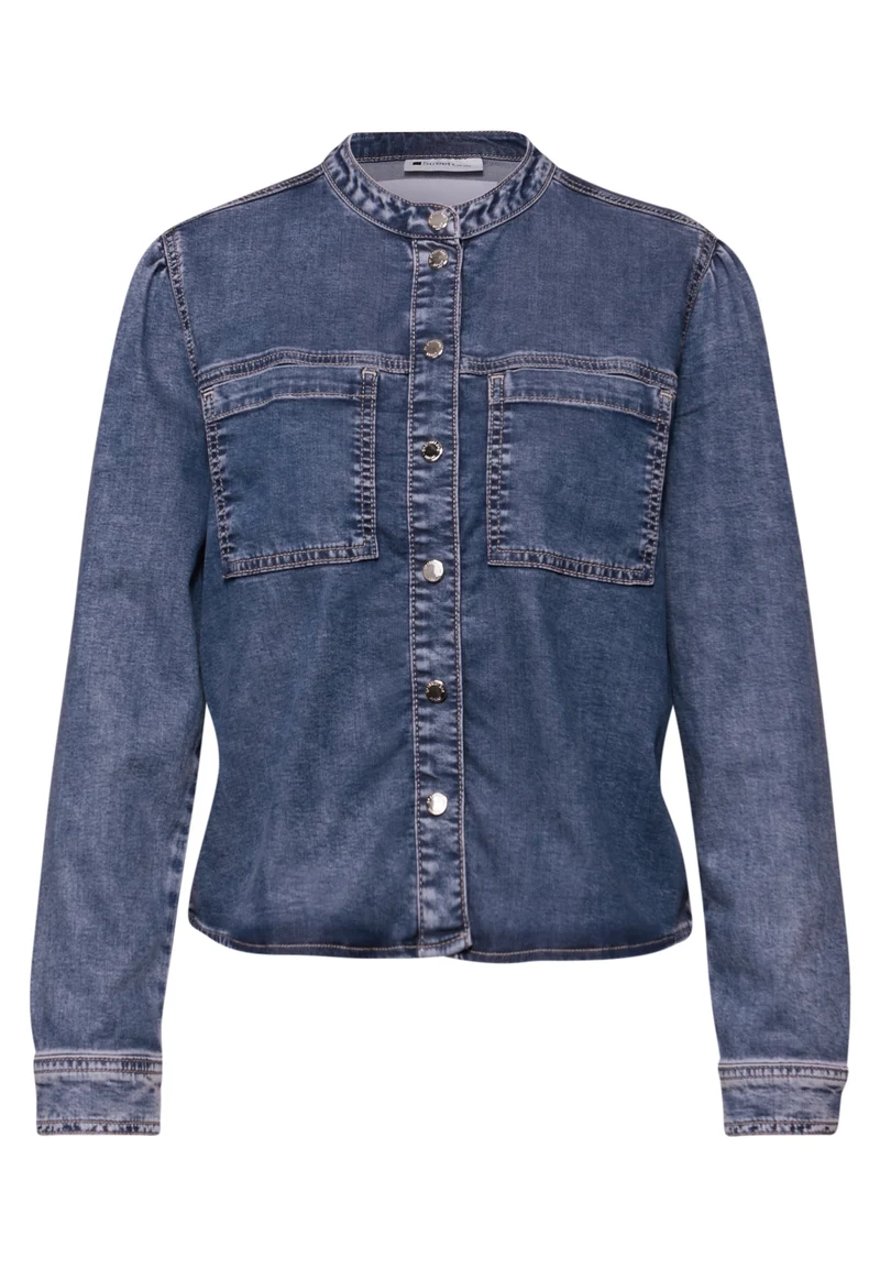 Style Denim-Blouse,mid blue, Medium Blue Soft washed