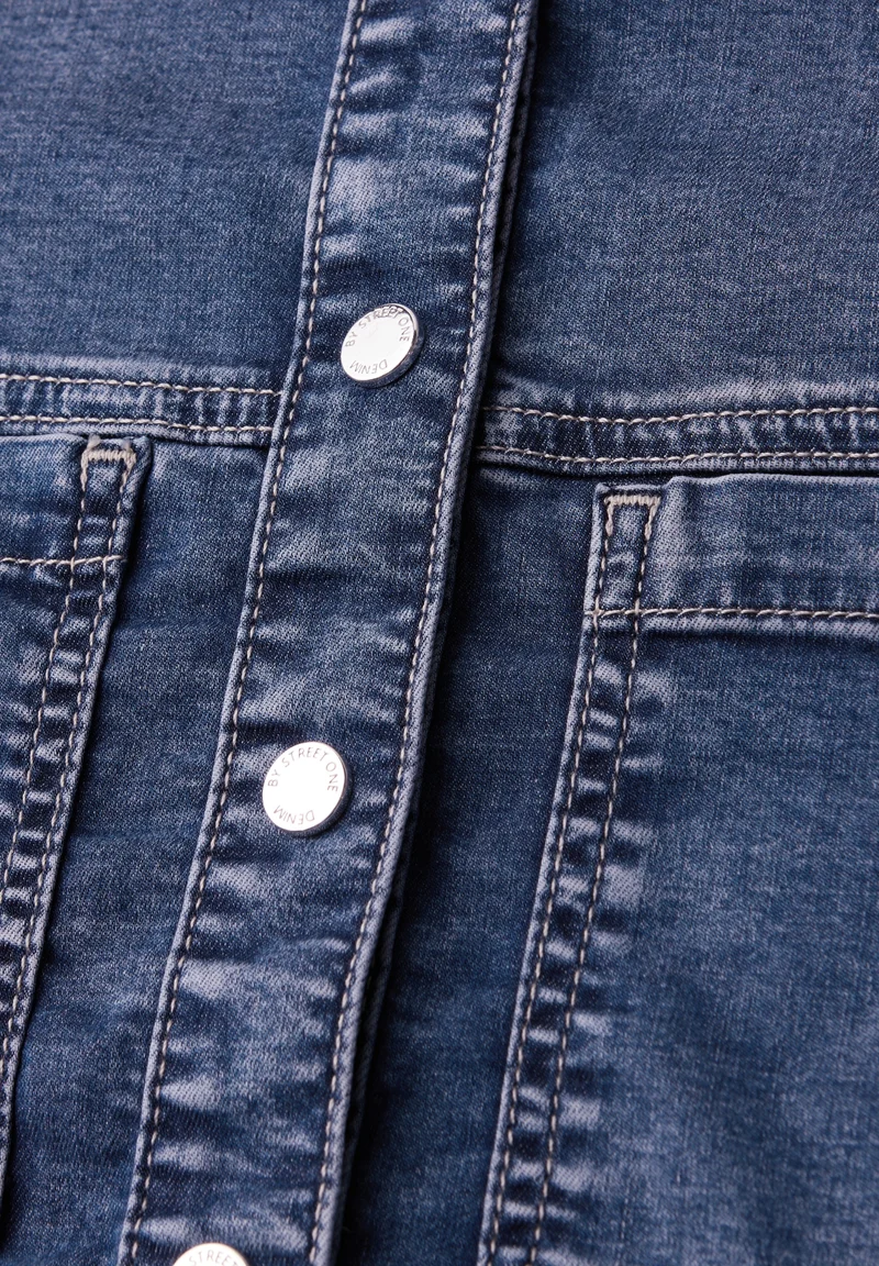Style Denim-Blouse,mid blue, Medium Blue Soft washed