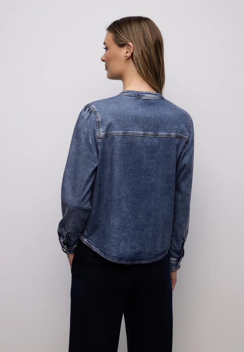 Style Denim-Blouse,mid blue, Medium Blue Soft washed