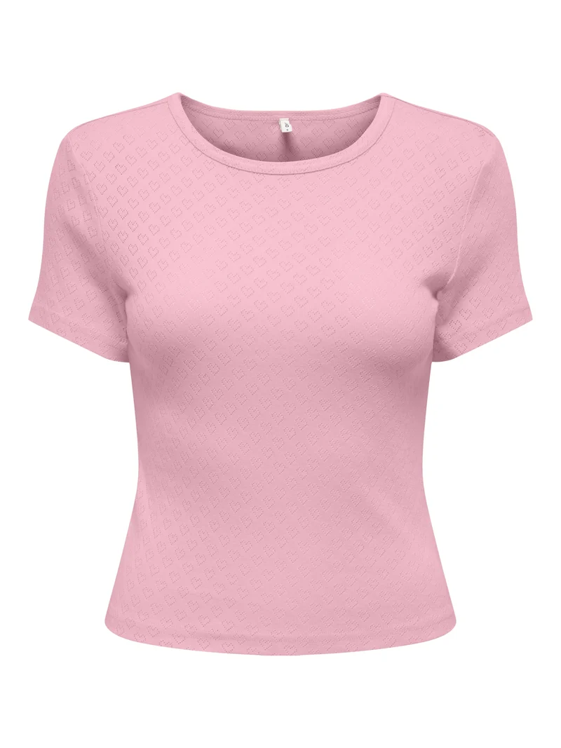 ONLMADISON S/S O-NECK BABY TEE JRS, Romance Rose/Heart pointelle