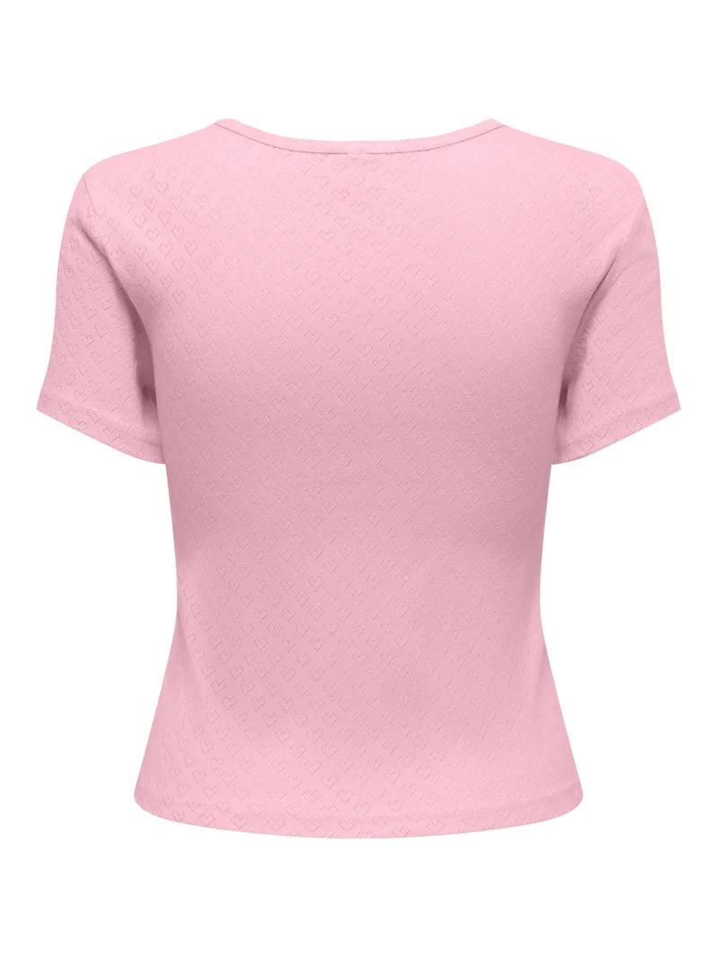 ONLMADISON S/S O-NECK BABY TEE JRS, Romance Rose/Heart pointelle