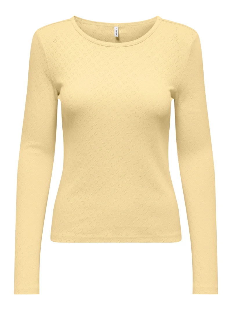ONLMADISON L/S O-NECK TOP JRS, Sunlight/Heart pointelle