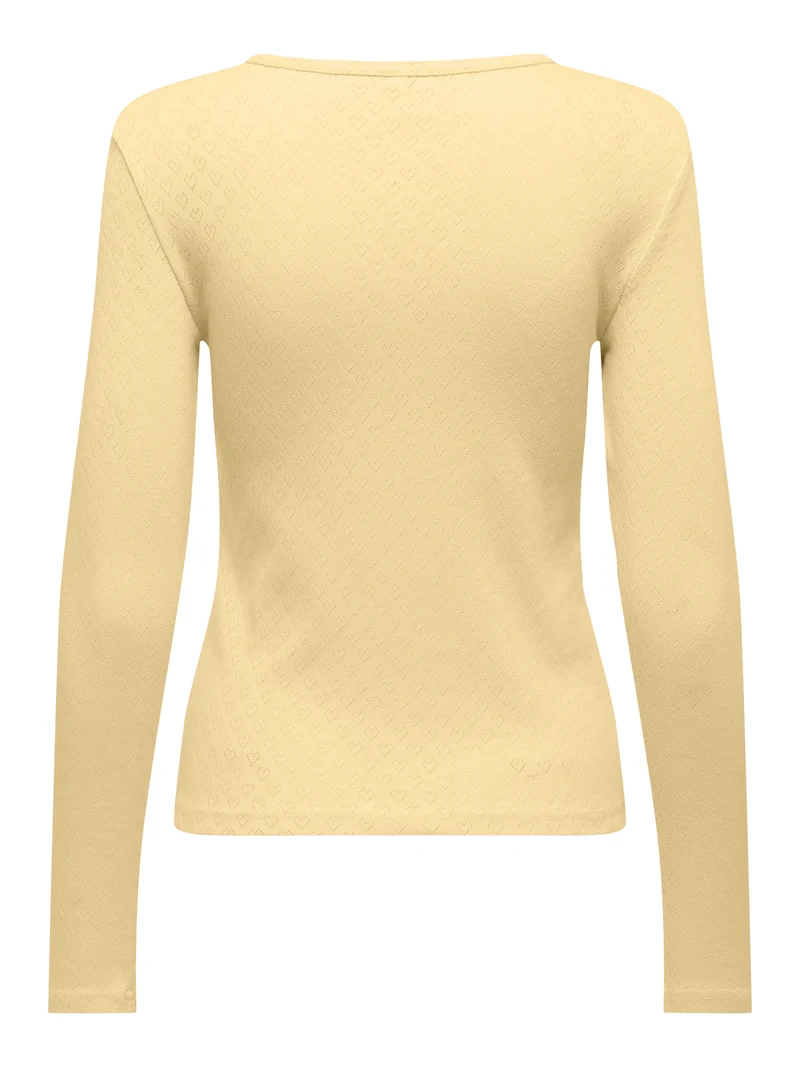 ONLMADISON L/S O-NECK TOP JRS, Sunlight/Heart pointelle