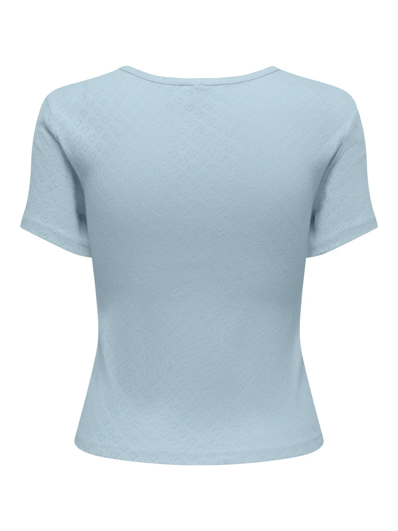 ONLMADISON S/S O-NECK BABY TEE JRS, Winter Sky/Heart pointelle